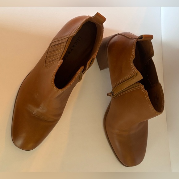 Lucky Brand Basel Leather Ankle Booties Tan Brown Zip Women’s 8.5M - Picture 9 of 12